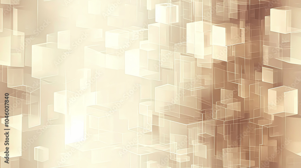 Poster a modern digital backdrop with translucent cubes creating a dynamic technology atmosphere