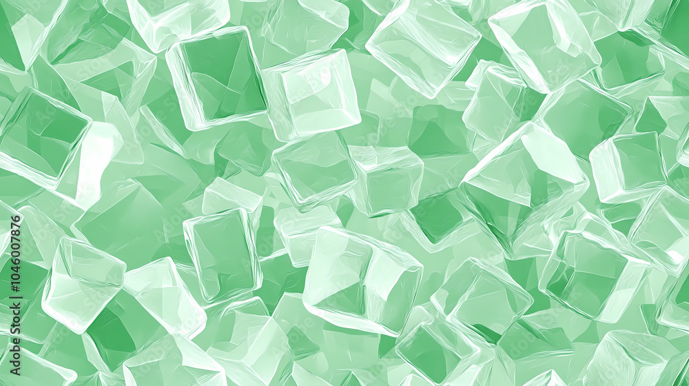 Poster a mesmerizing array of translucent green cubes creating a stunning technology background