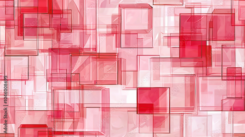 Poster abstract cubes background in vibrant reds symbolizing innovation and connectivity in technology