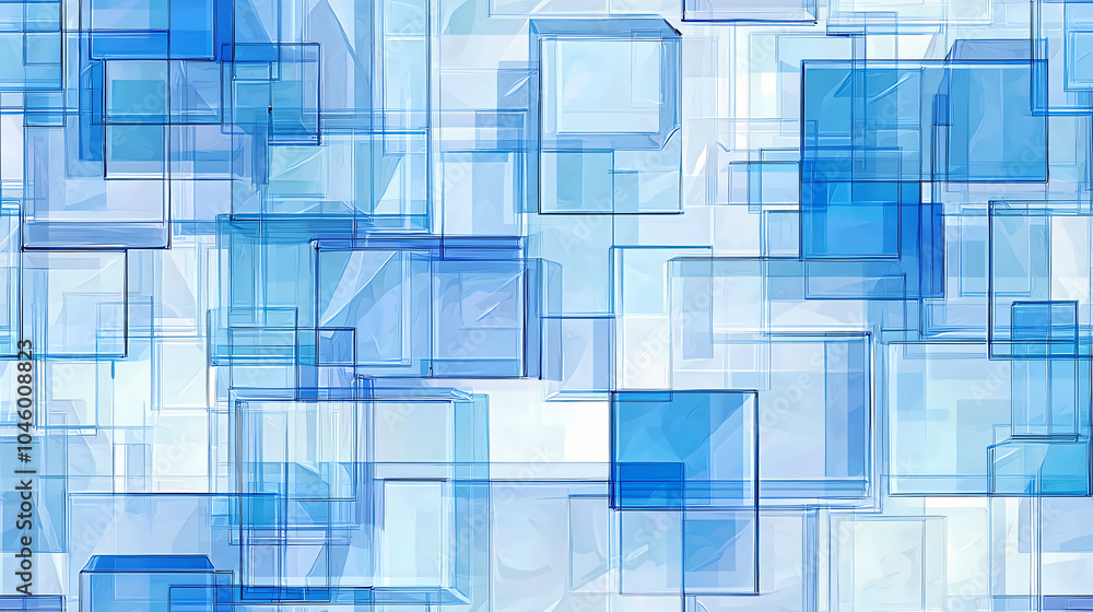Aufkleber a mesmerizing array of translucent blue cubes creating a digital technology-inspired background