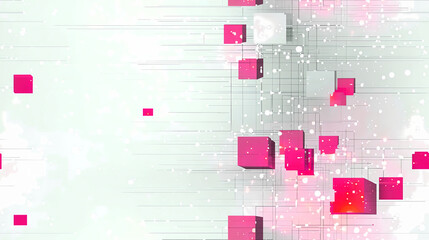 Obraz premium Abstract Tech-Inspired Background With Dynamic Pink Cubes in a Modern Digital Landscape
