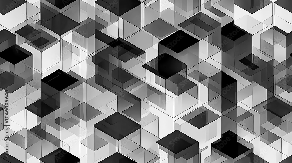 Poster a mesmerizing composition of translucent cubes set against a sleek backdrop for modern technology