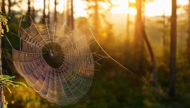 Close up of an isolated spider on a spider web with a shallow depth of field
