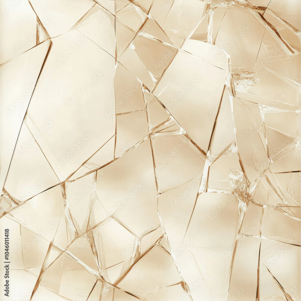 Poster a subtle broken glass texture forming an abstract pattern on a soft beige background, with gentle re