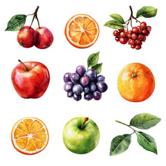 A vibrant collection of various fruits, showcasing juicy oranges, apples, and grapes, perfect for healthy lifestyle visuals.