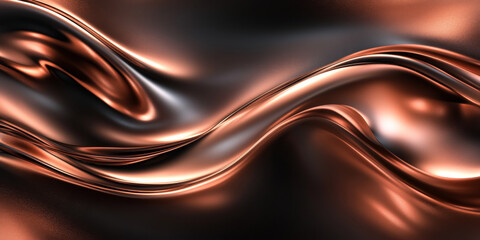 Abstract background, vibrant dark grainy bronze rose black glowing dynamic color wave, banner poster header backdrop design with metallic bronze transitioning into soft rose and black