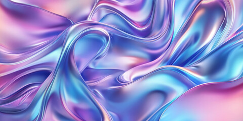 Obraz premium Three-dimensional abstract background with swirling silver metallic shapes intertwined with vibrant blue and purple colors, creating a dynamic and futuristic design