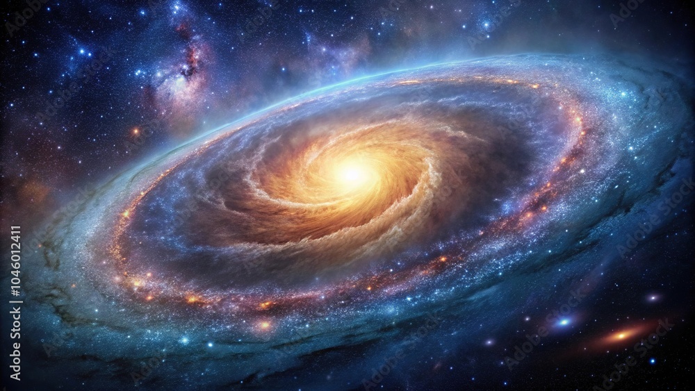 Wall mural spiral galaxy and stars universe nebula space abstract cosmos background with copy space