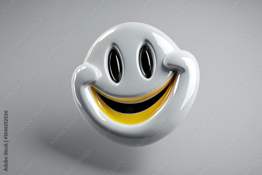 Poster Minimalist depiction of a smiling face, with simple, clean lines representing the universal joy of smiling often