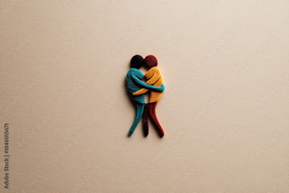 Poster minimalist outline of a person hugging themselves, symbolizing the power of self-love through simple