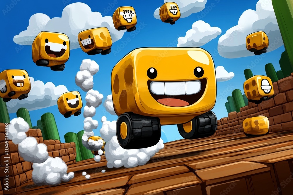 Poster Pixel art of a character smiling in a retro game world, with pixelated details showing the simple joy of a smile in a nostalgic style