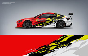 Fototapeta premium Car wrap livery design with paint splash theme with red color combination