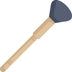 Makeup brush applying foundation for professional facial makeup in flat style