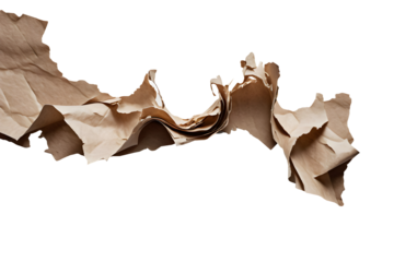 Brown torn-edge paper strips with rough edges, isolated on a transparent or white background.