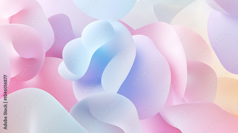 Aufkleber geometric 3d smooth pastel shapes abstract background with light colour palette