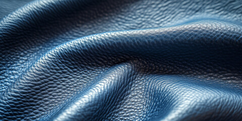 Close-up of slate blue leather, capturing its smooth finish and natural variations, emphasizing the sophistication and quality of genuine leather