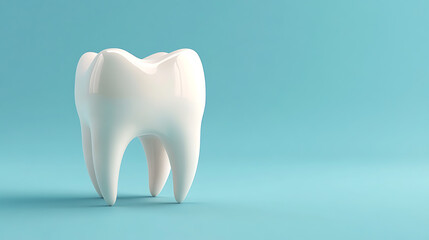 3d tooth isolated on light blue background