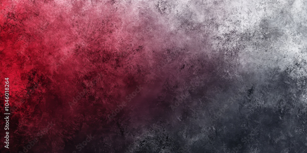 Poster deep red to dark gray grainy gradient abstract background, incorporating noise texture for a dramati