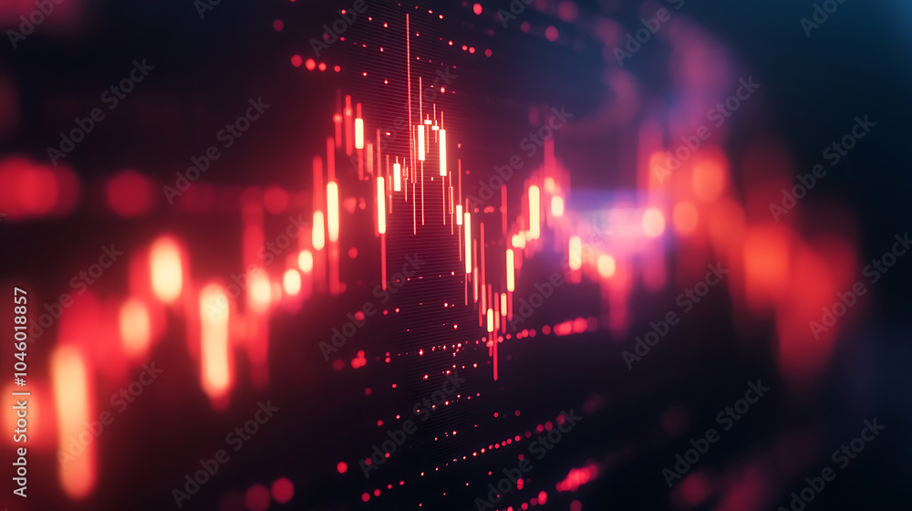 Poster Digital display options chart stock market glowing on a dark background Growth graph 