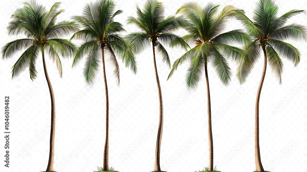 Aufkleber a set of coconut palm images cut out on a white background close up of exotic trees in side view cli