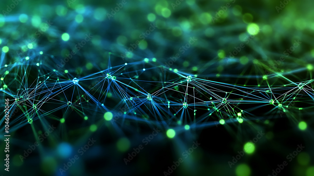 Poster blue and green network lines form a futuristic