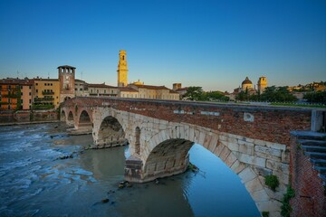 Ponte Pietra bridge, Verona, Veneto, Italy