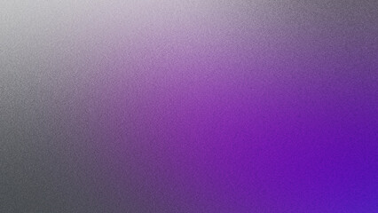 Wavy forms in varying shades of purple and blue overlay a grey gradient background that transitions from dark to light, enhanced by gritty grain and noise textures. Ideal for web banners and poster