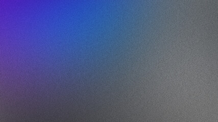 Wavy forms in varying shades of purple and blue overlay a grey gradient background that transitions from dark to light, enhanced by gritty grain and noise textures. Ideal for web banners and poster
