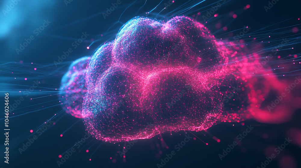 Aufkleber Cloud computing transfer big data on internet futuristic digital technology 
