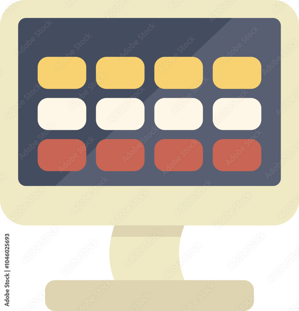 Poster desktop computer displaying a spreadsheet program, suggesting data analysis and financial management