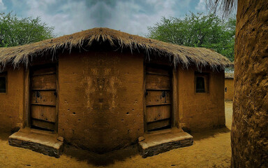  Old mud house, ancient home village countryside nature photo, great for decoration and different...