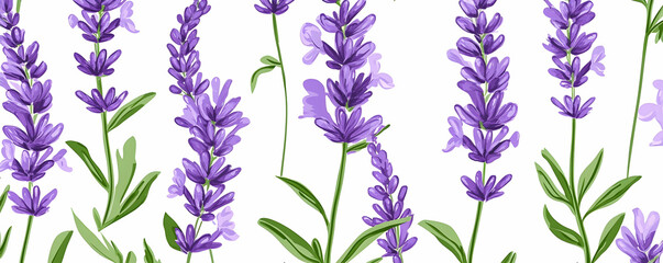 Naklejka premium Seamless lavender flower pattern for