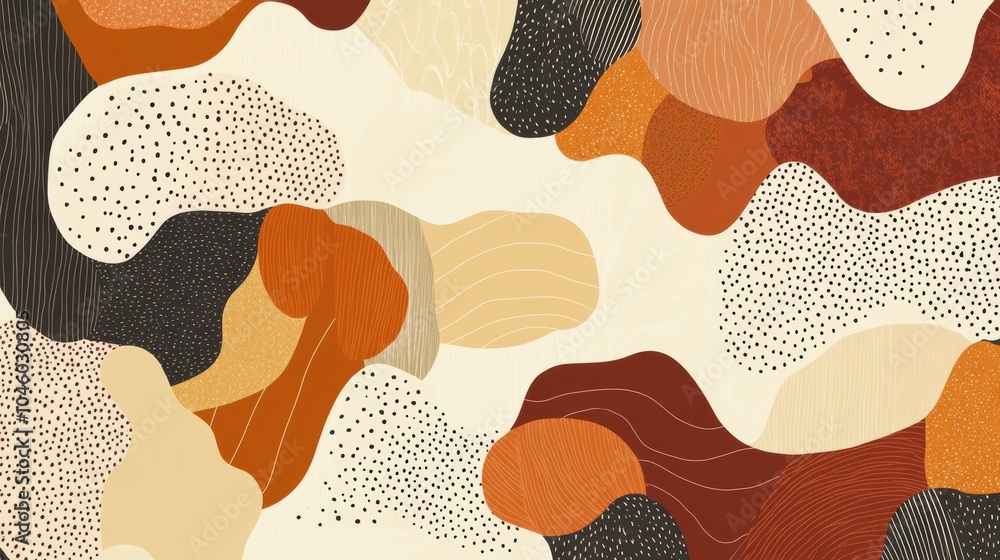 Aufkleber this artwork features a collection of warm tones and vintage-inspired patterns, evoking a nostalgic 