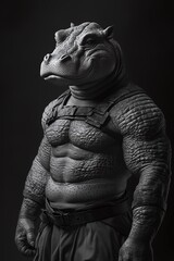Fototapeta premium Militant Hippo: Anthropomorphic Character Portrait