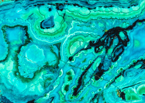 Vivid malachite and azurite mineral patterns