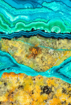 Striking malachite and chrysocolla minerals close-up