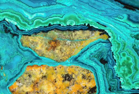 Colorful malachite and azurite mineral patterns