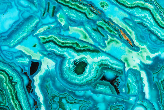 Abstract patterns of malachite and chrysocolla close-up