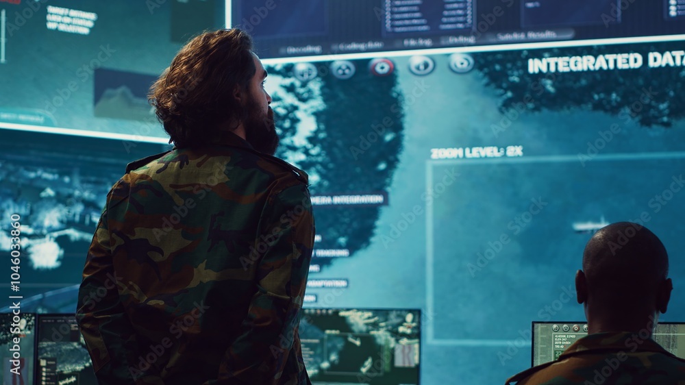 Poster sergeant major of the army handling a secret service operation by gathering intelligence from field 