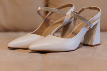 Elegant White Heels with Sparkling Straps