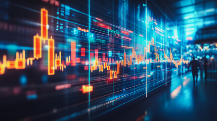 Group of business people silhouettes in modern office building and business network concept. Human resources with pastel innovation charts and graphs with statistics to analyze business