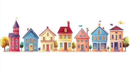 School buildings on white. Flat vector illustration. Back to School.