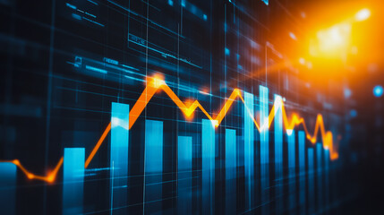 charts and graphs with statistics to innovative analyze business potential and forecast future development of companies growth.