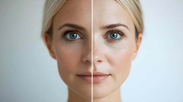 Facelift outcomes article with side-by-side images, illustrating the reduction of deep wrinkles and fine lines over time, highlighting a smoother, rejuvenated face
