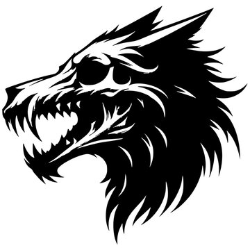 Wolf monster skull silhouette