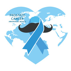 Prostate cancer awareness month campaign illustration on white background.