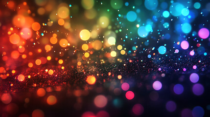 Multicolor bokeh raining light blurry lights blurry background rainbow confettis on a black background colorful night lights city lights haze depth of field round bokeh circle bokeh