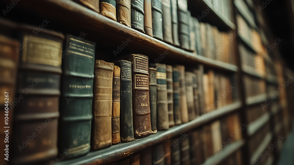 Poster old books in a library background