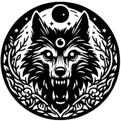 Wolf monster head silhouette