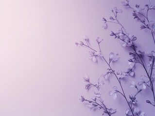 Soft pastel purple wallpaper with a gradient and delicate floral accents